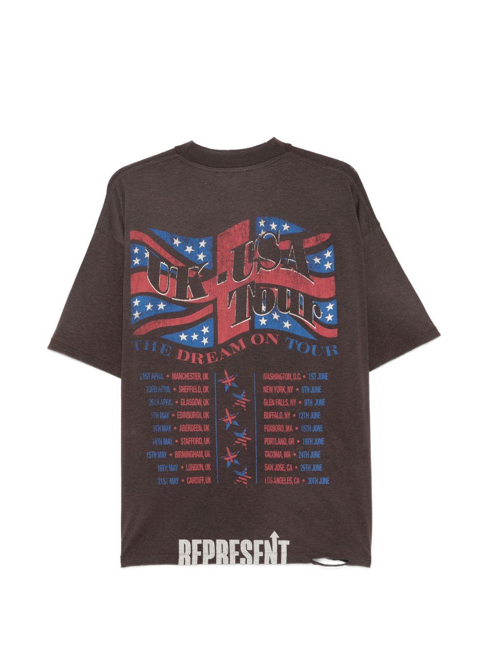 T-shirt con grafica cane dream on tour in marrone Represent - uomo 