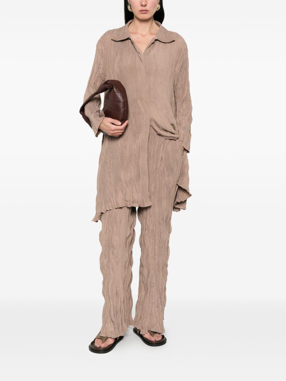 Pantaloni plissettati in marrone gongdid design - donna 