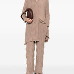 Pantaloni plissettati in marrone gongdid design - donna 