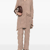 Pantaloni plissettati in marrone gongdid design - donna 