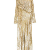 Abito lungo a maniche lunghe in oro Self-portrait - donna 