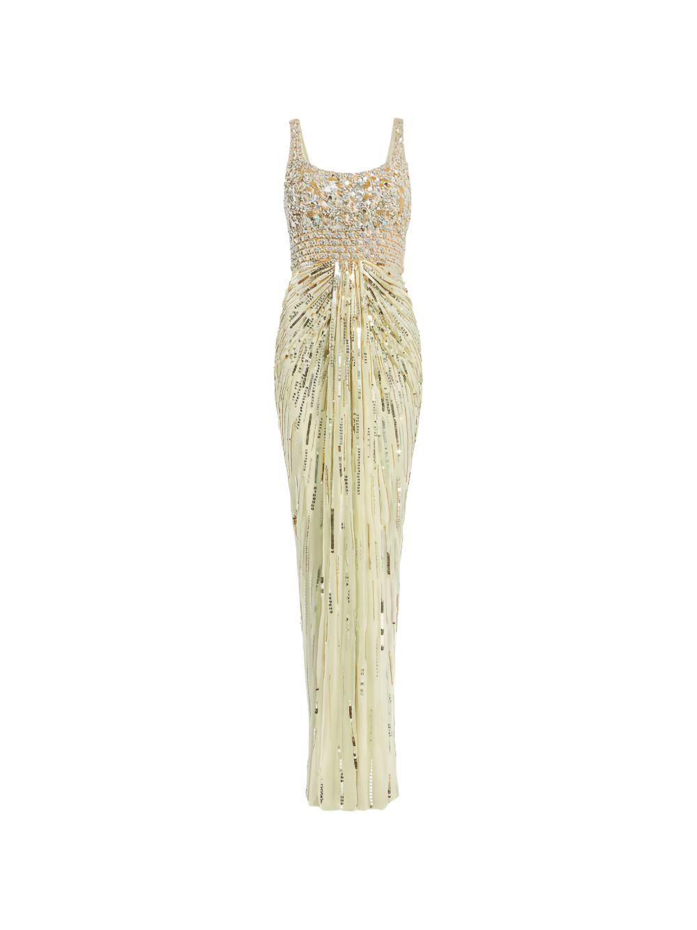 Abito Elixir lungo con paillettes in verde Jenny packham - donna 