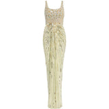 Abito Elixir lungo con paillettes in verde Jenny packham - donna 