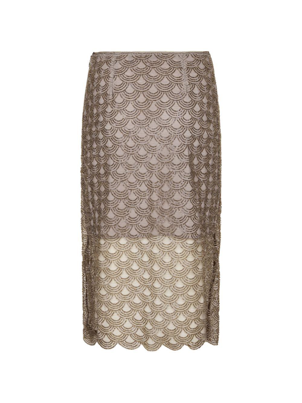 Gonna midi con paillettes in oro ROTATE - donna 