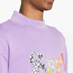 T-shirt con ricamo in viola - uomo 