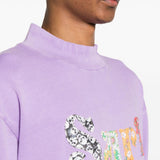 T-shirt con ricamo in viola - uomo 