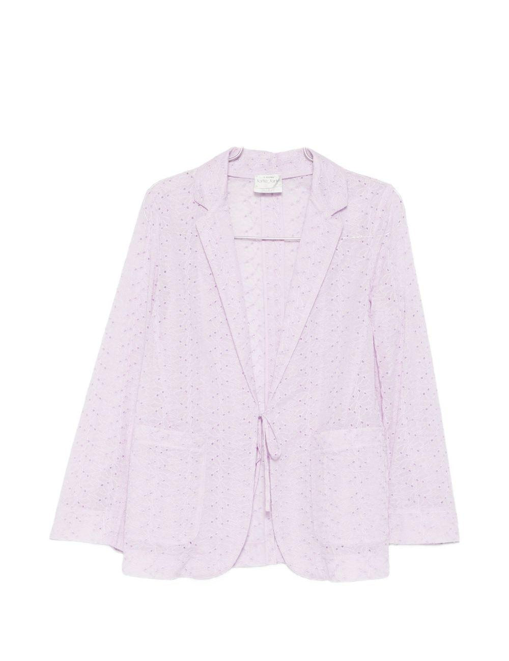 Giacca in broderie-anglaise con cravatta in viola Forte forte - donna 