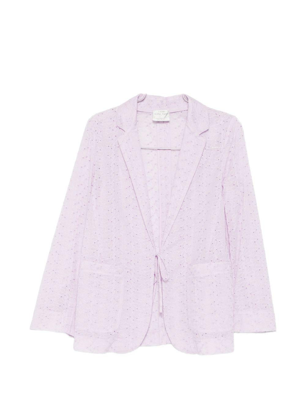 Giacca in broderie-anglaise con cravatta in viola Forte forte - donna 