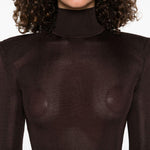 Abito a collo alto in marrone Self-portrait - donna 