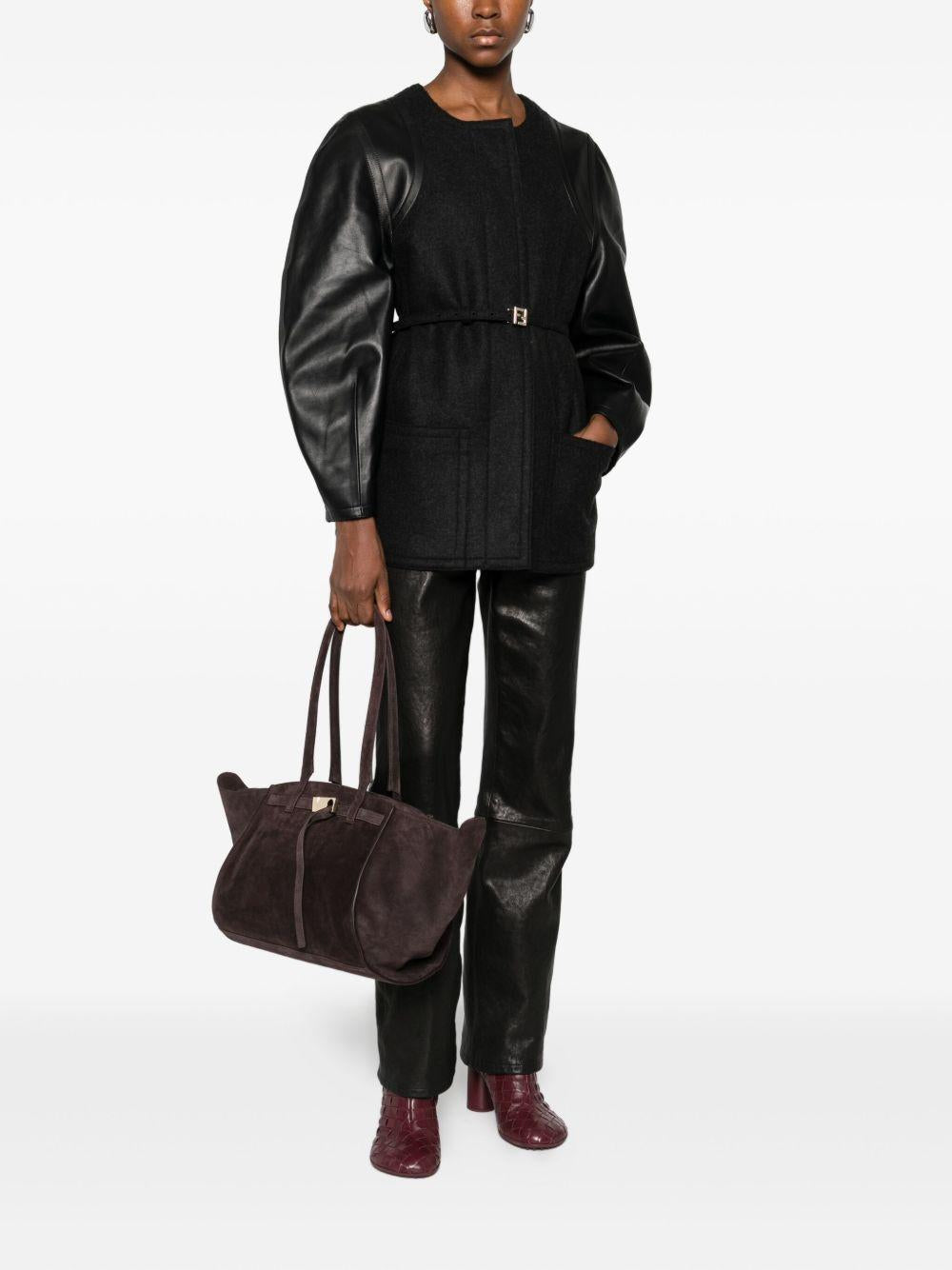 Borsa a spalla in pelle scamosciata marrone Benedetta Bruzziches - donna 