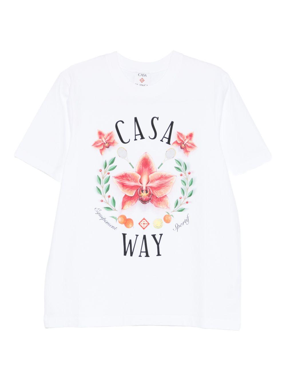 T-shirt classica con grafica orchidea in nero Casablanca - uomo 