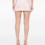 Minigonna con stampa in bianco e rosa Rowen Rose - donna 
