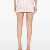 Minigonna con stampa in bianco e rosa Rowen Rose - donna 