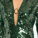 Abito marylin con paillettes in verde Oséree - donna 