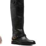 Stivali alti al ginocchio con fibbia charlie in nero Golden goose - donna 