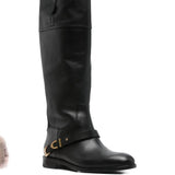 Stivali alti al ginocchio con fibbia charlie in nero Golden goose - donna 