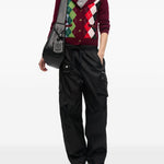 Cardigan a rombi in bordeaux Ganni - donna 