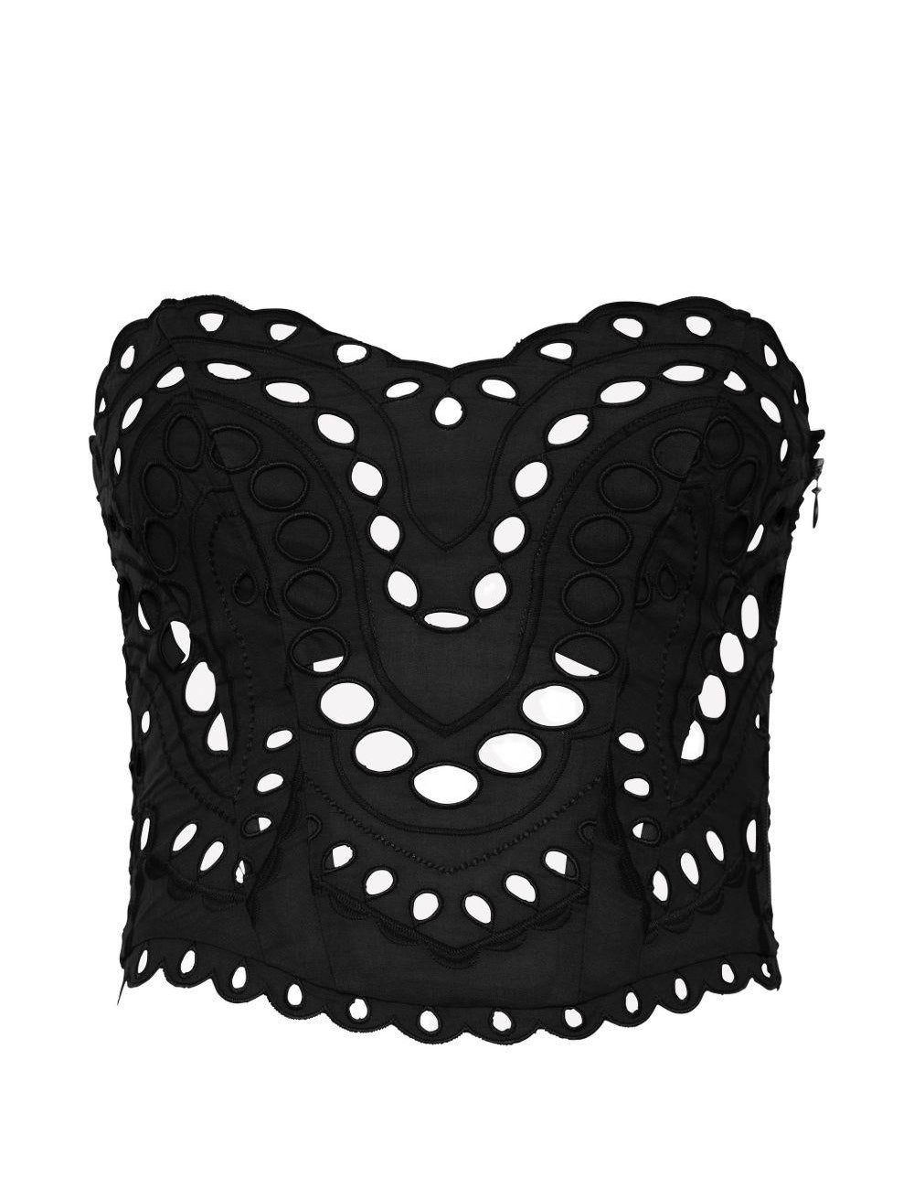 Top a corsetto in broderie-anglaise kai in nero Charo ruiz ibiza 1989 - donna 