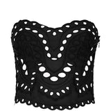 Top a corsetto in broderie-anglaise kai in nero Charo ruiz ibiza 1989 - donna 