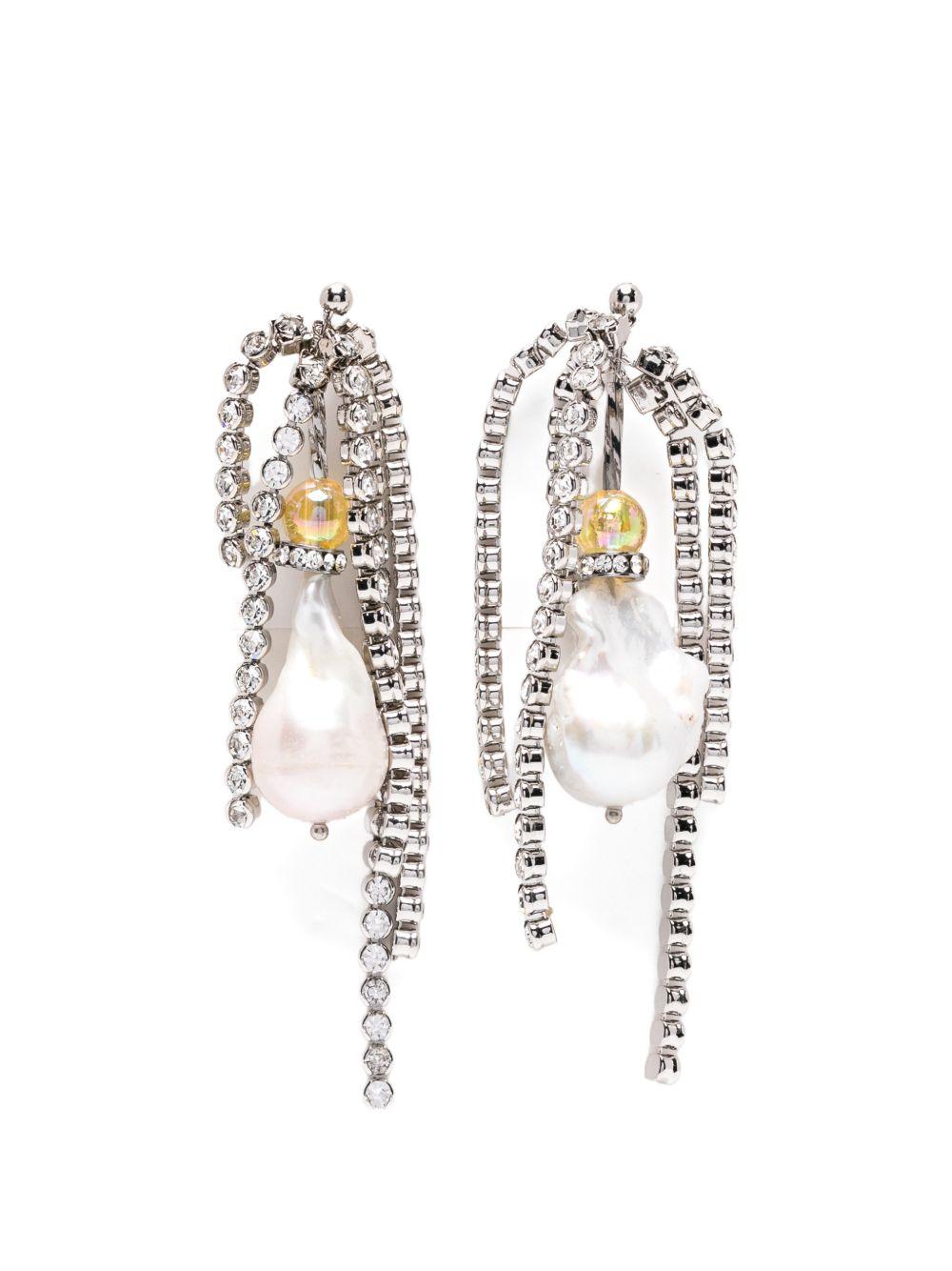 Orecchini pendenti con cristalli color argento Dries van noten - donna 