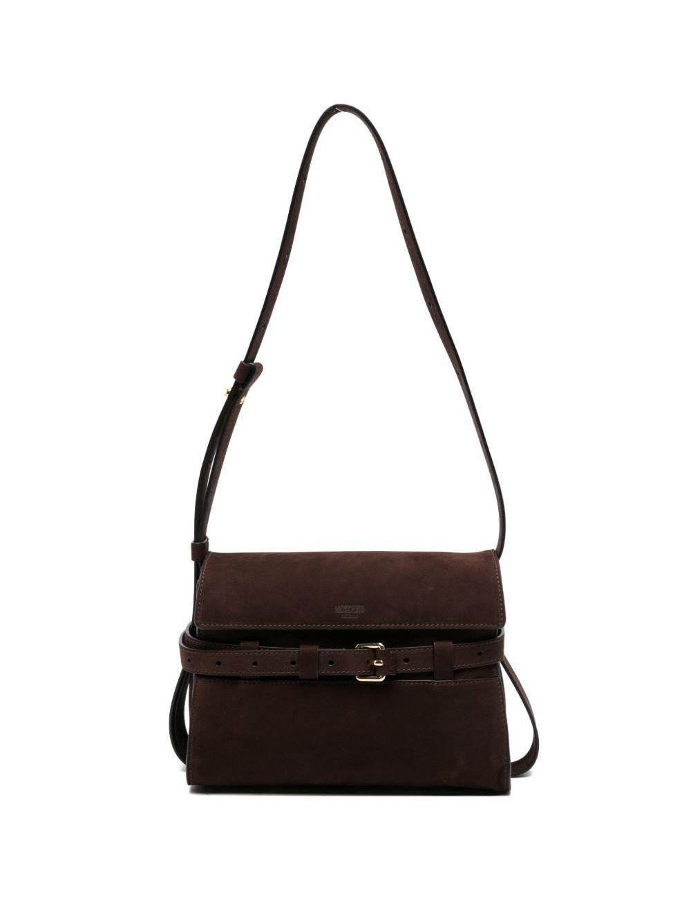 Borsa a spalla tie-me in suede nero Moschino - donna 