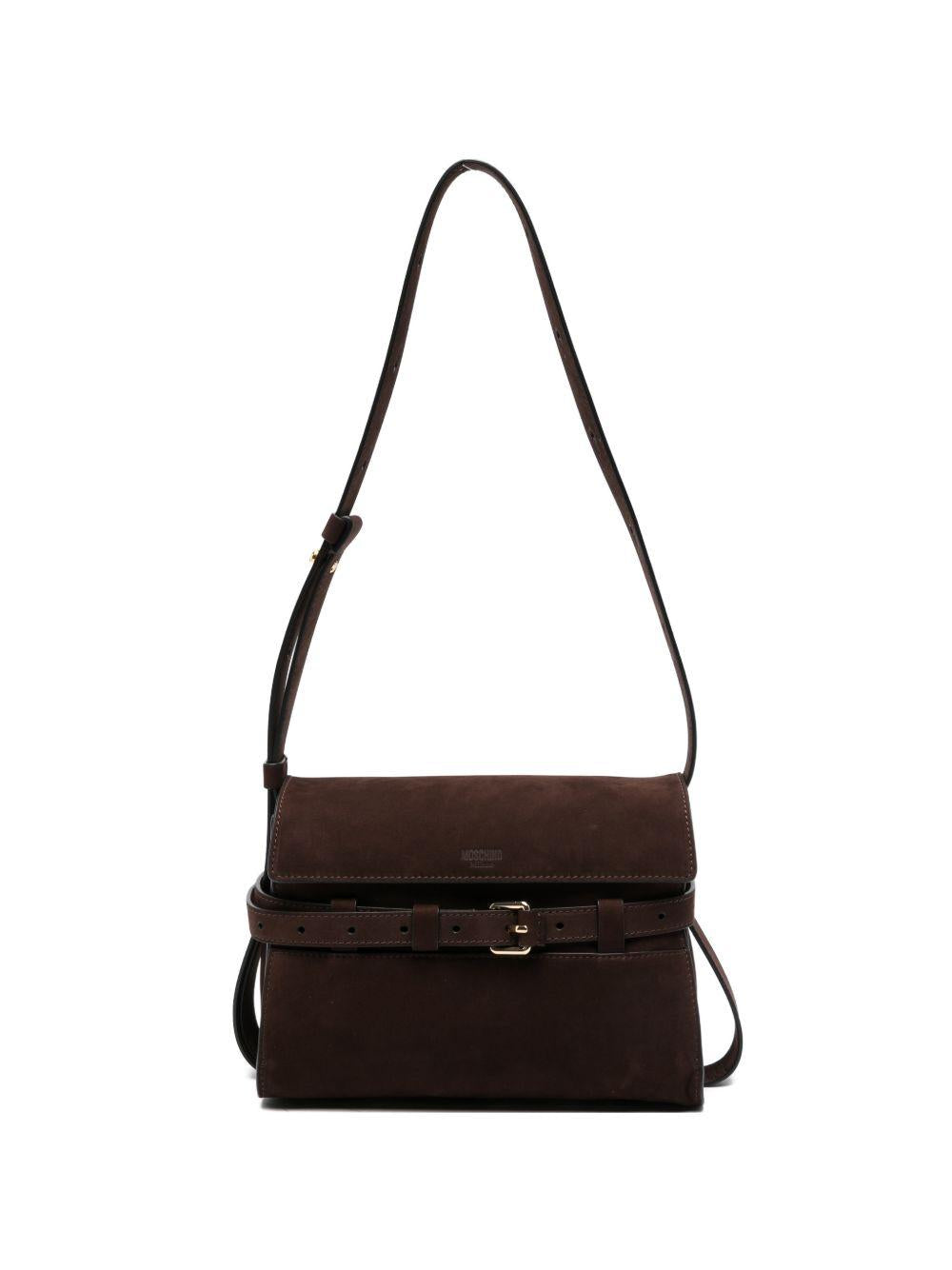 Borsa a spalla tie-me in suede nero Moschino - donna 