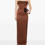 Abito lungo con dettglio fiocco in marrone The New Arrivals - donna 