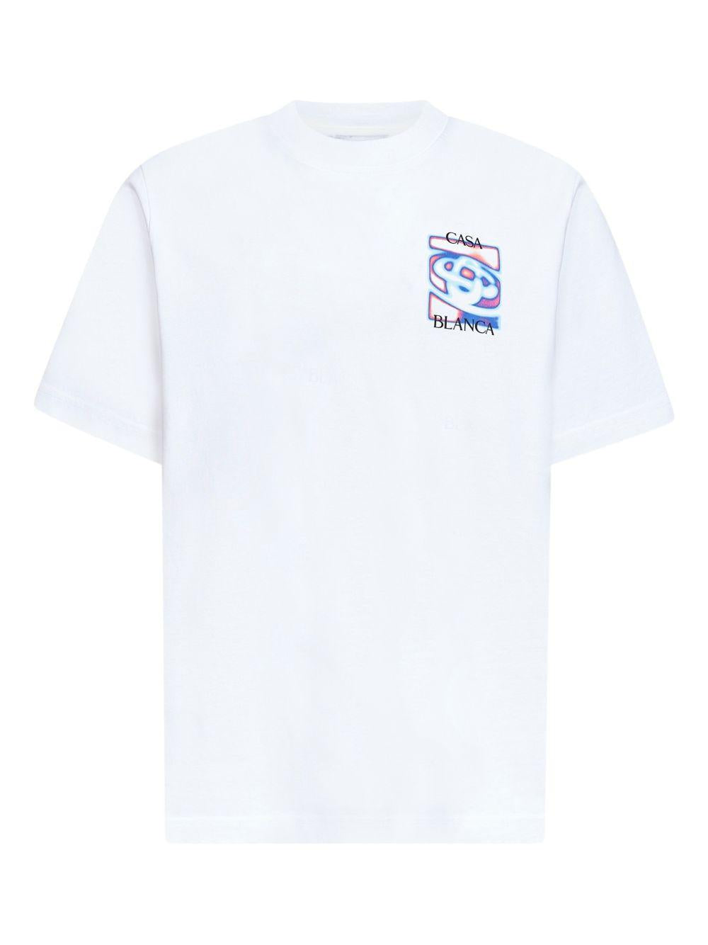 T-shirt girocollo con logo in bianco Casablanca - uomo 