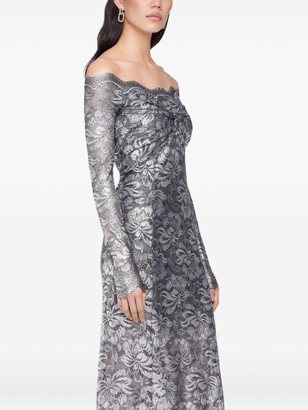 Abito in pizzo con spalle scoperte in grigio e argento  Rabanne - donna 