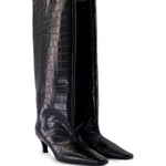 Stivali a gamba larga con effetto pelle di coccodrillo in nero Toteme - donna 