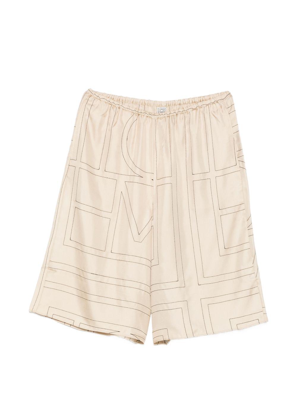 Pantaloncini con stampa monogramma in beige Toteme - donna 