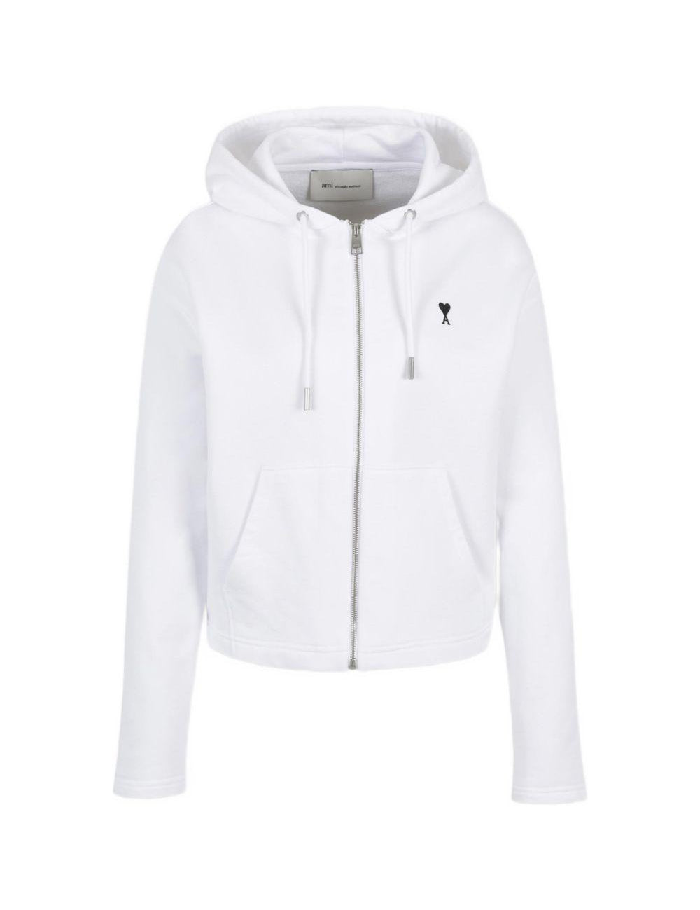 Felpa a maniche lunghe quota in bianco Ami paris - unisex 