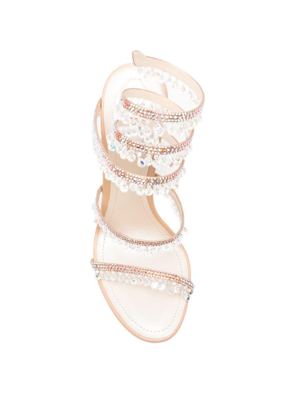Sandali con cristalli chandelier in beige Rene caovilla - donna 