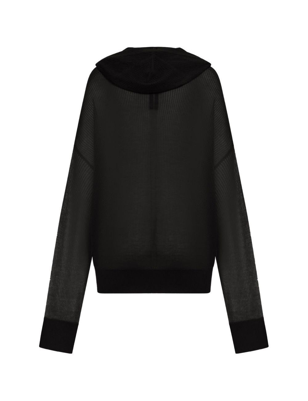 Maglione a maniche lunghe con cappuccio in nero Rick owens - donna 