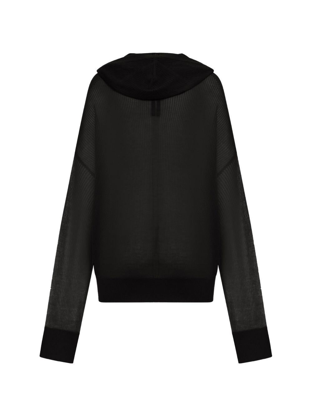 Maglione a maniche lunghe con cappuccio in nero Rick owens - donna 