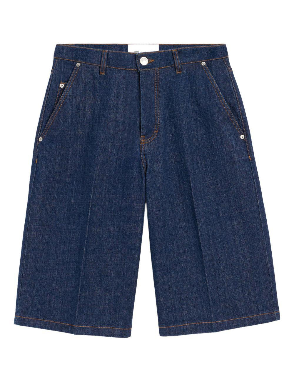 Blue five-pocket denim shorts Ami paris - uomo 