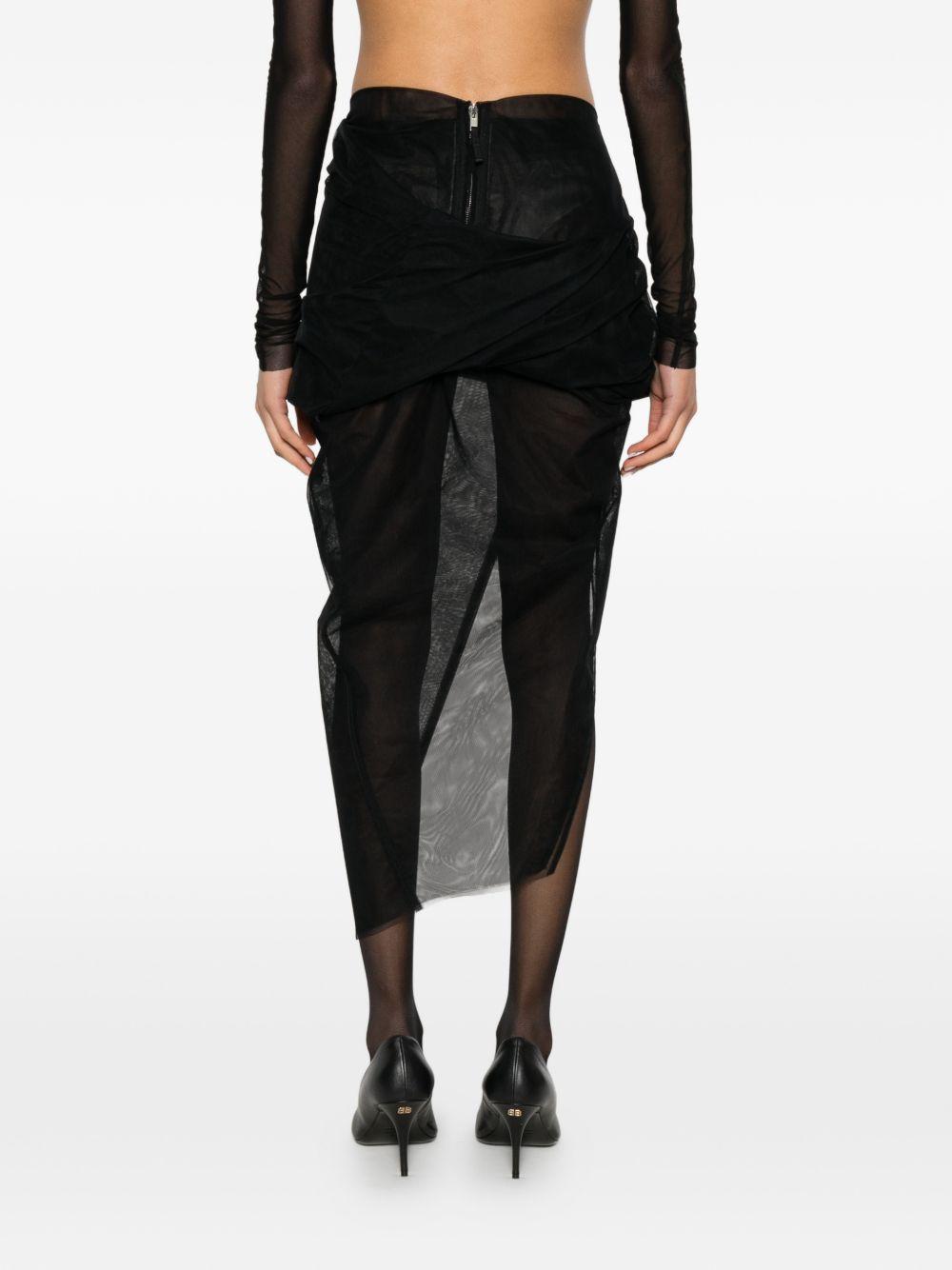 Gonna asimmetrica con design semi-trasparente in nero Rick owens - donna 
