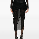 Gonna asimmetrica con design semi-trasparente in nero Rick owens - donna 