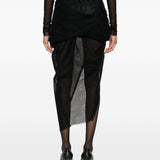 Gonna asimmetrica con design semi-trasparente in nero Rick owens - donna 
