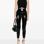 Leggings a vita alta con finitura lucida in nero Norma kamali - donna 