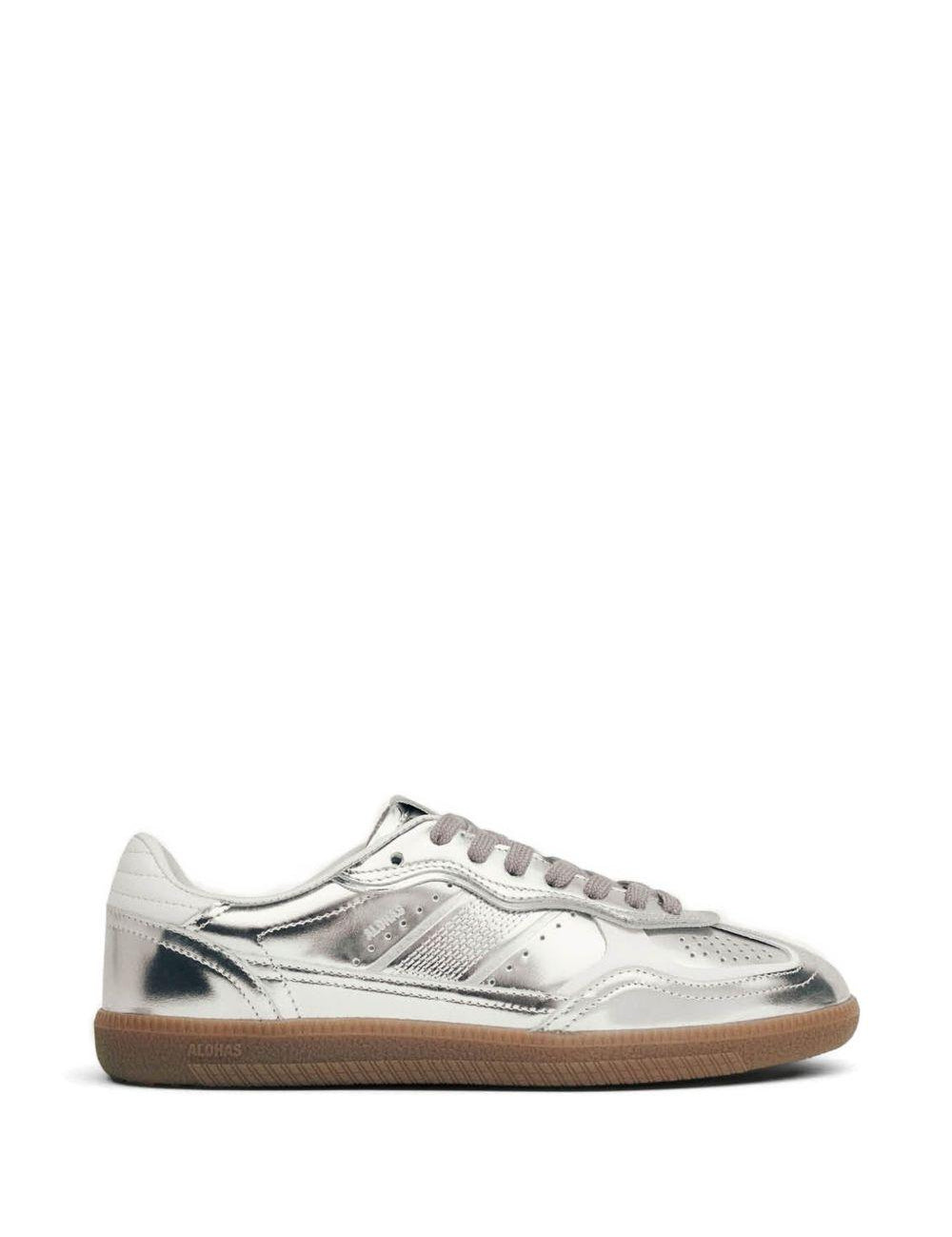 Sneakers Tb.490 pelle metallizzata argento 