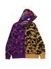 Felpa con zip intera e motivo mimetico con squalo in viola A bathing ape - uomo