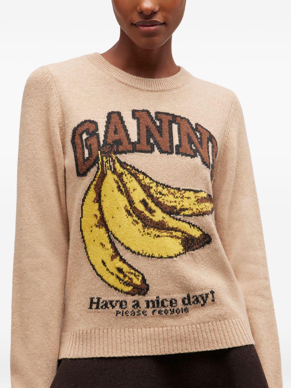 Maglione con stampa in beige Ganni - donna 