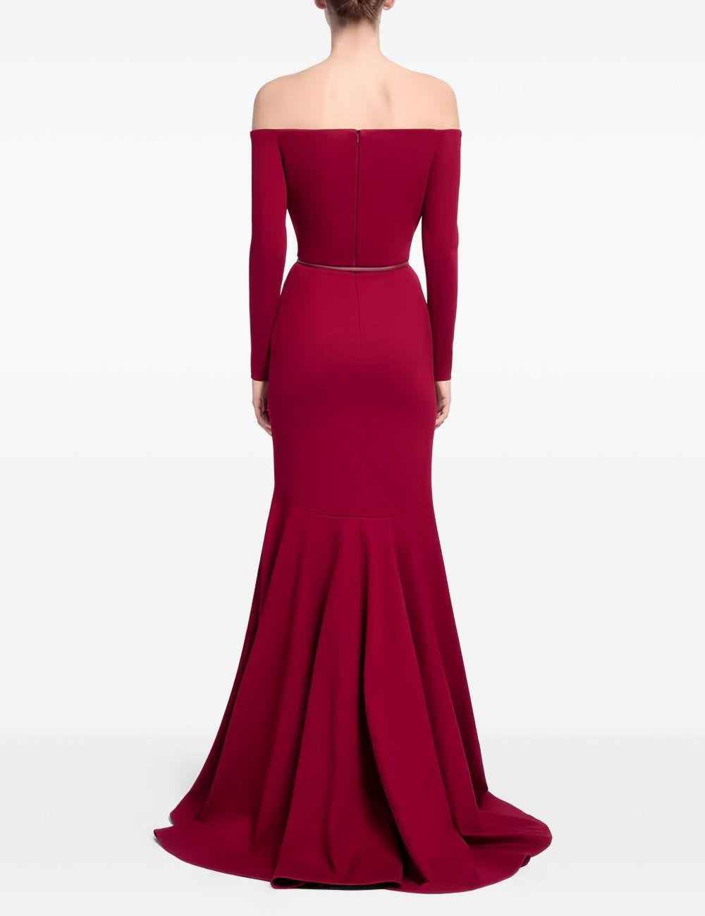 Abito lungo con spalle scoperte in rosso Elie Saab - donna 