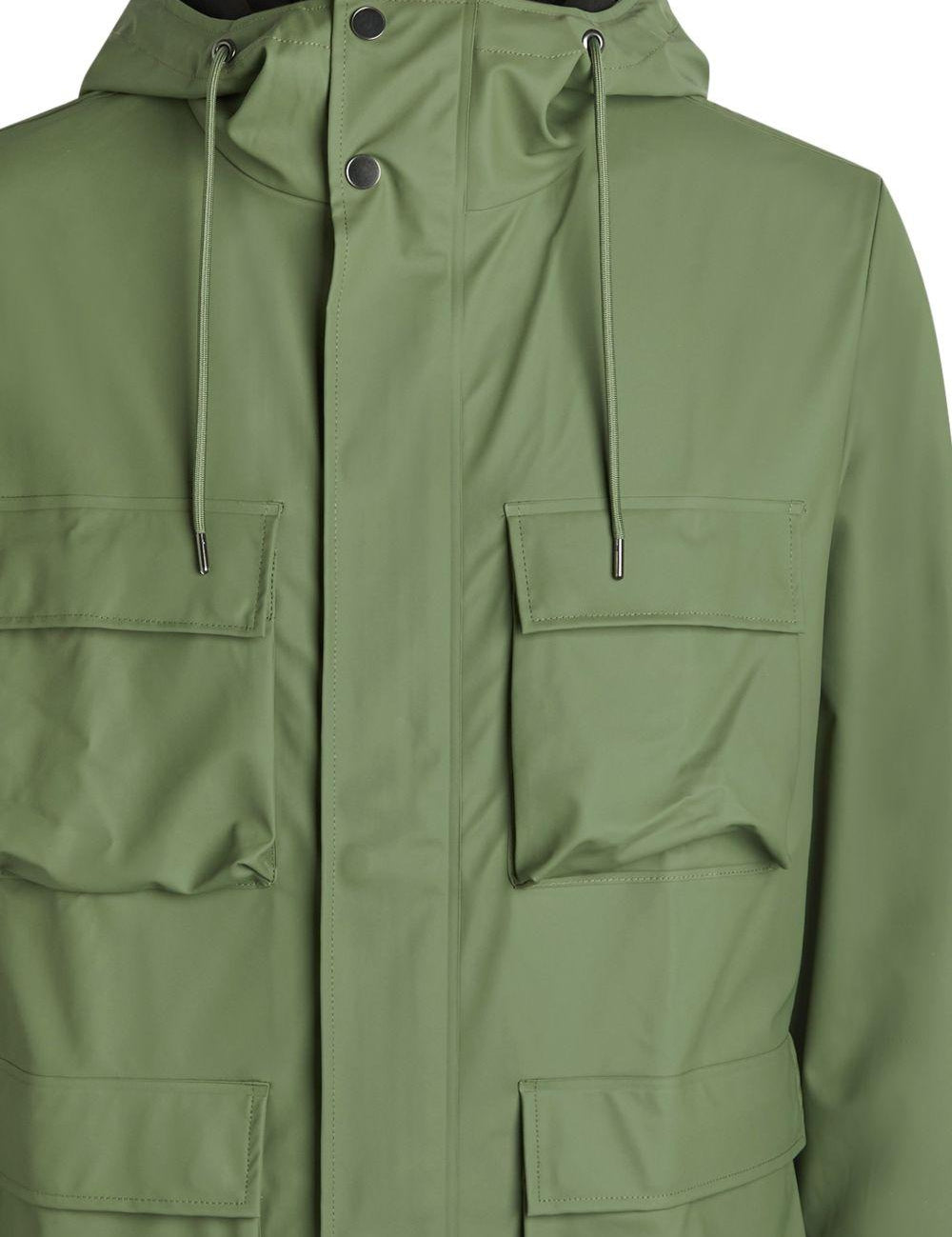 Giacca con cappuccio in verde Rains - unisex 
