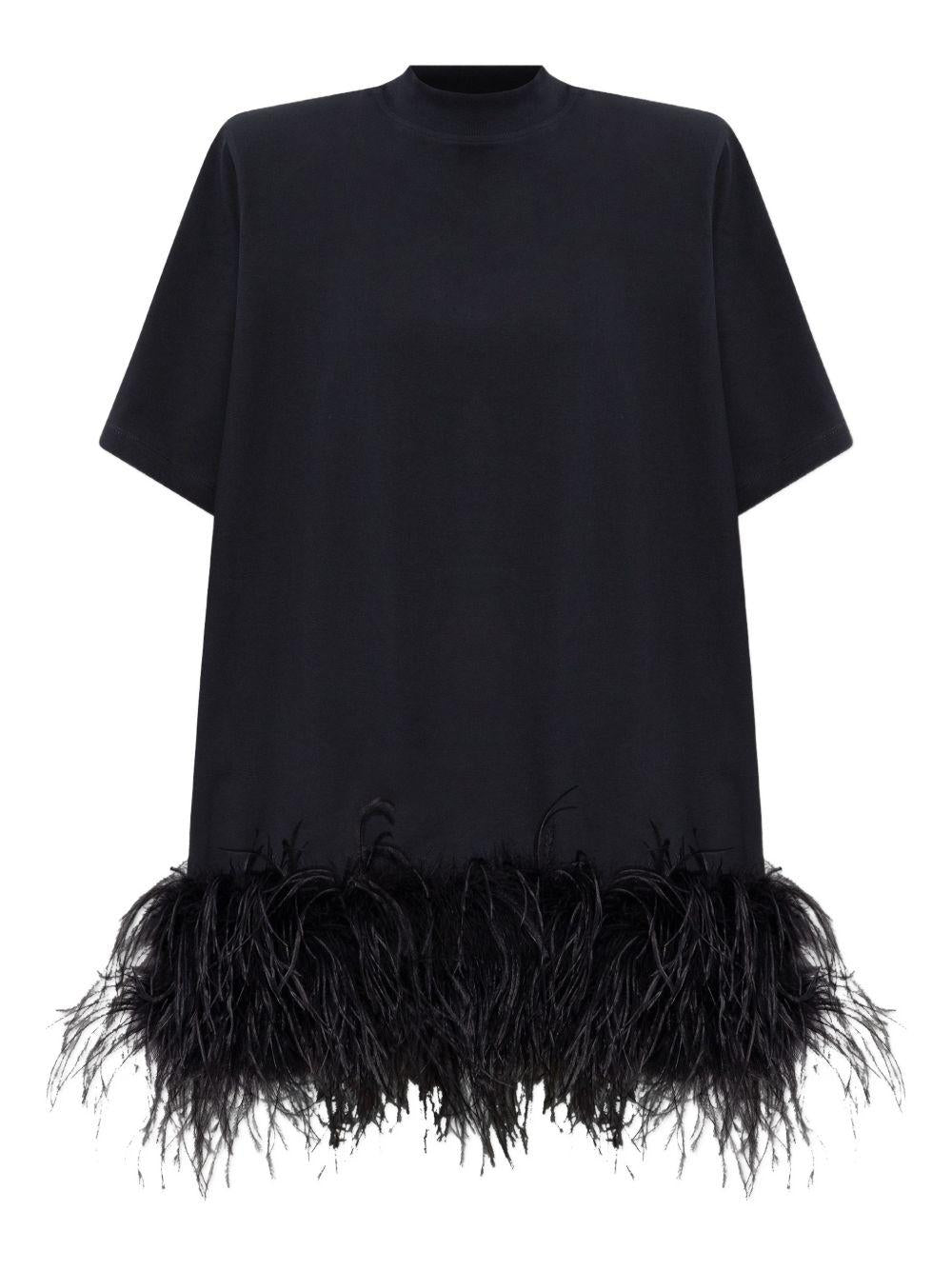 Abito corto con piume in nero The attico - donna 