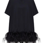 Abito corto con piume in nero The attico - donna 