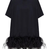 Abito corto con piume in nero The attico - donna 