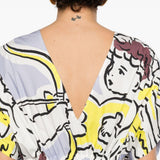 Abito midi con scollo a V in azzurro Tory Burch - donna 