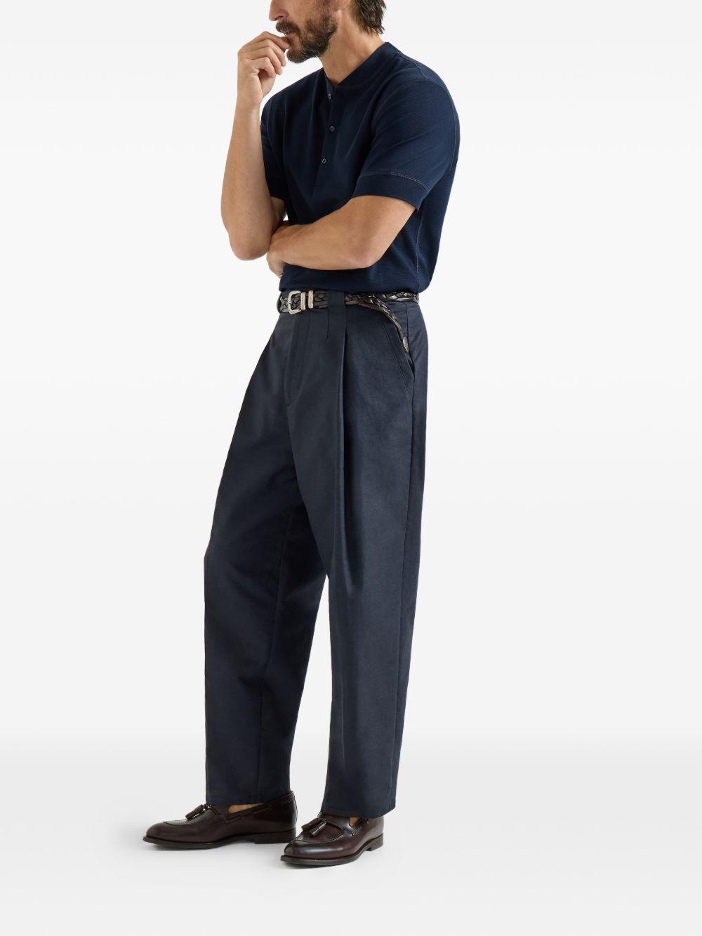 Pantaloni con pieghe in blu Brunello cucinelli - uomo 